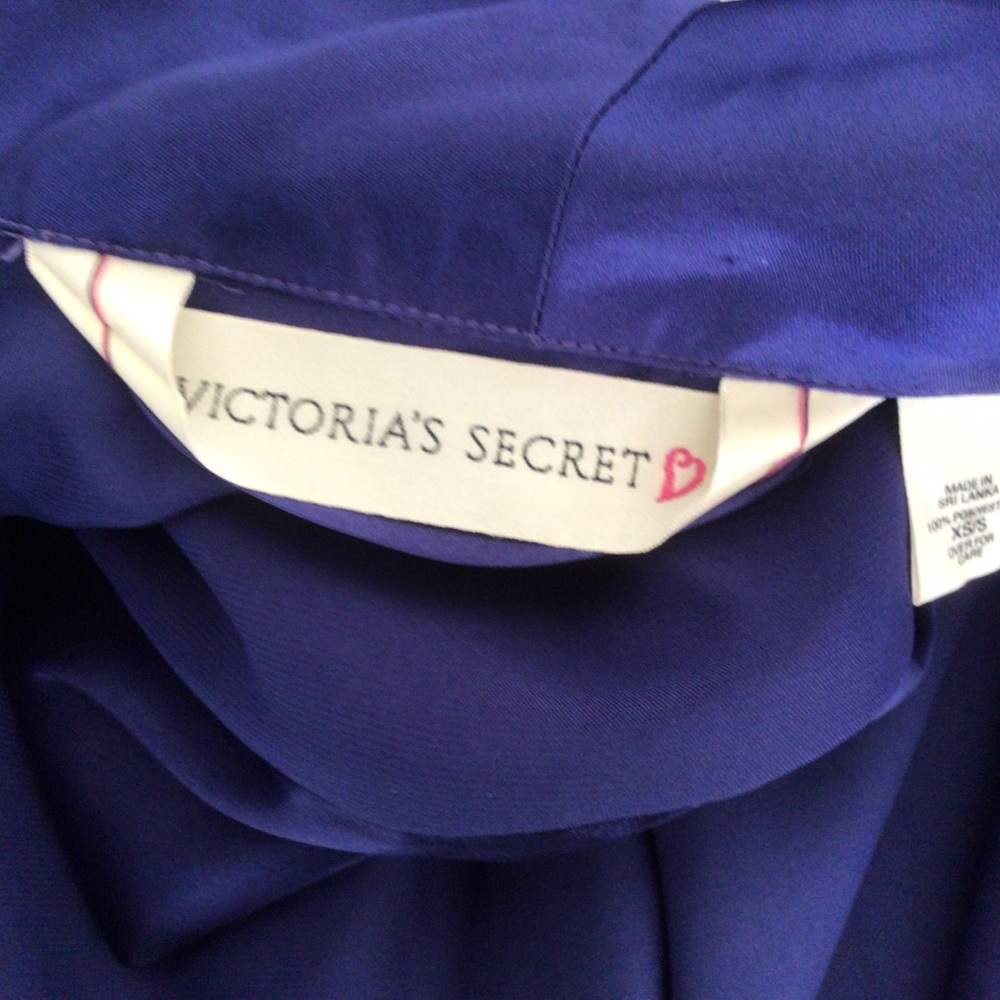 VINTAGE VICTORIAS SECRET 90’s VINTAGE BLUE SATIN LONG ROBE SMALL - Picture 4 of 9